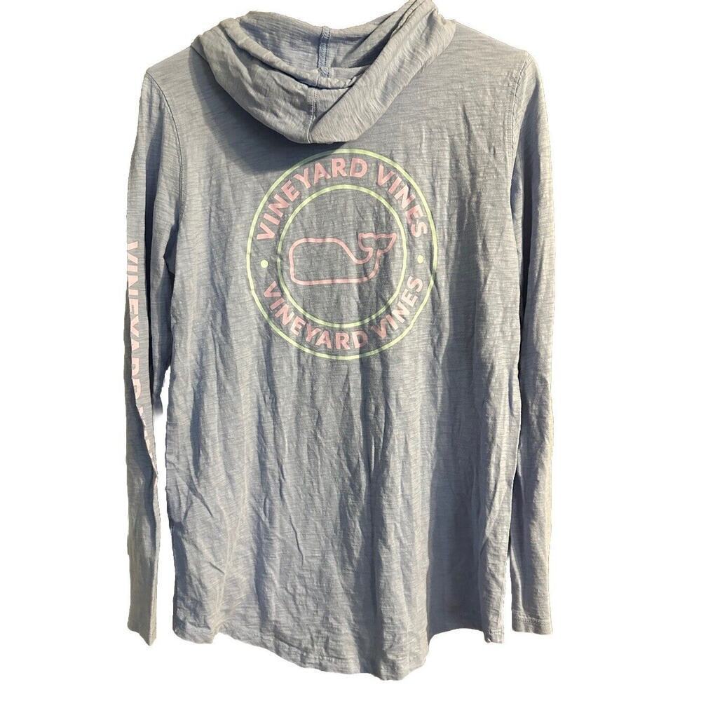Vinyard Vines Long Sleeve Hooded Shirt Sz Small Blue Pink Lightweight Casual - Picture 2 of 11